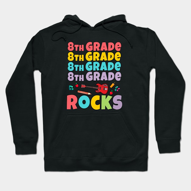 8th Grade Rocks 1st Day Of School Back to School Guitar Hoodie by kaza191